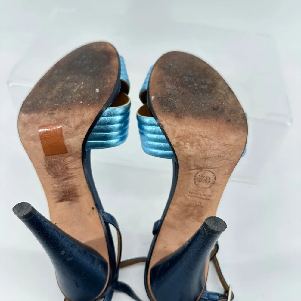 Veronica Beard Metallic Heeled Sandals Designer Luxury Shimmer Womens 40 US 10